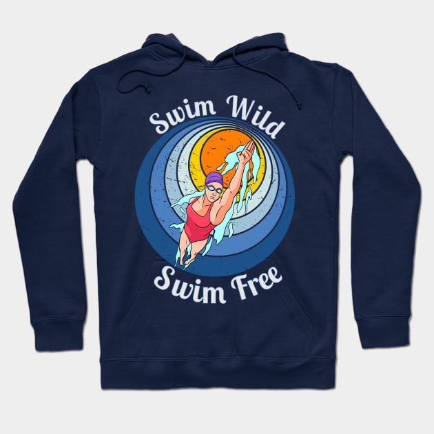 Wild Swimmer, Swim Free Swimming in the sea Hoodie by Surfer Dave Designs